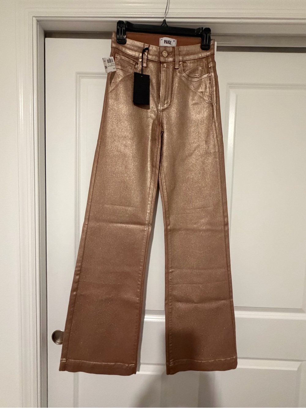 PAIGE Shimmery Bronze Wide-Leg Jeans